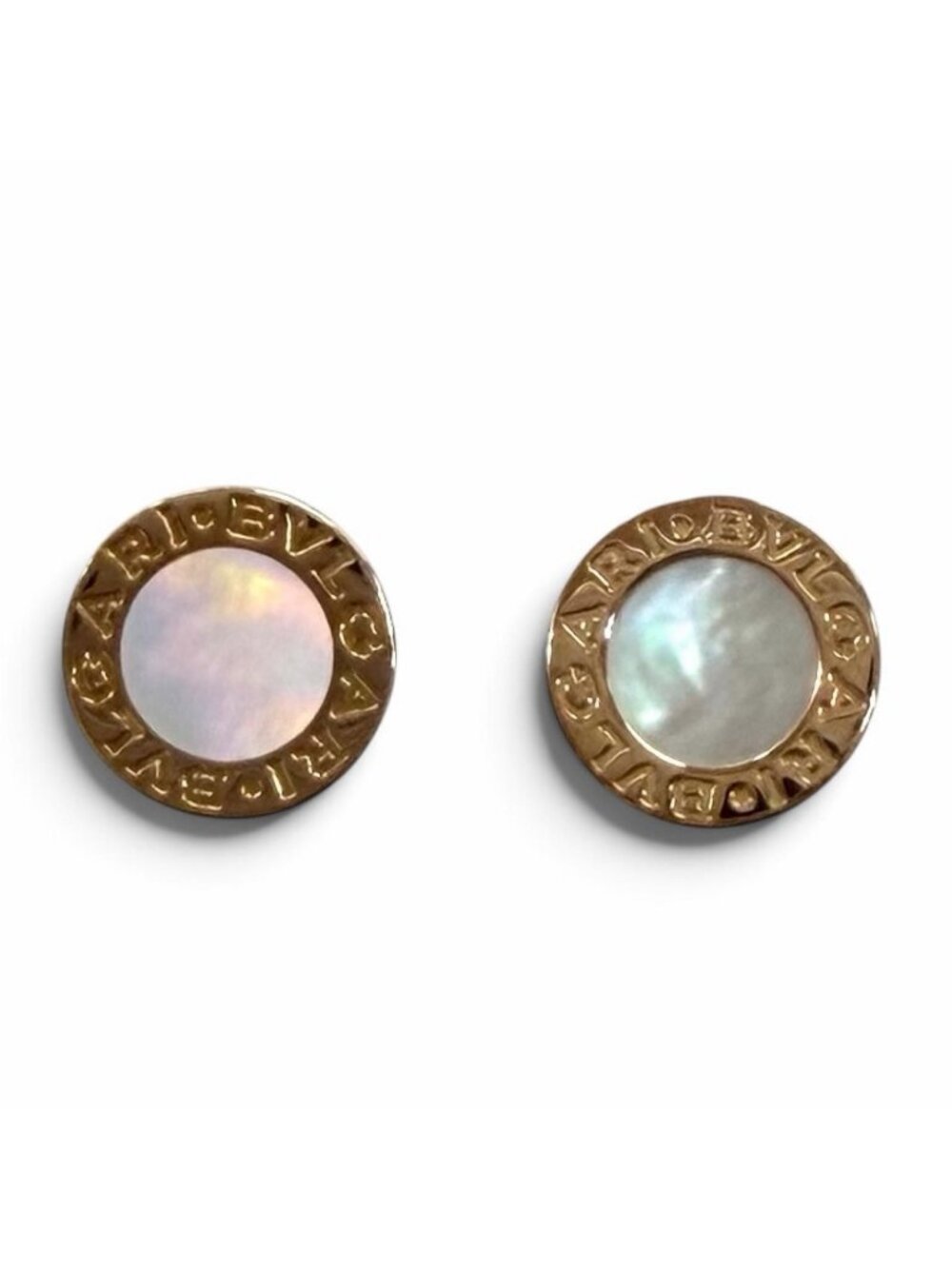 Bvlgari Shell Earrings 750 Pink Gold White